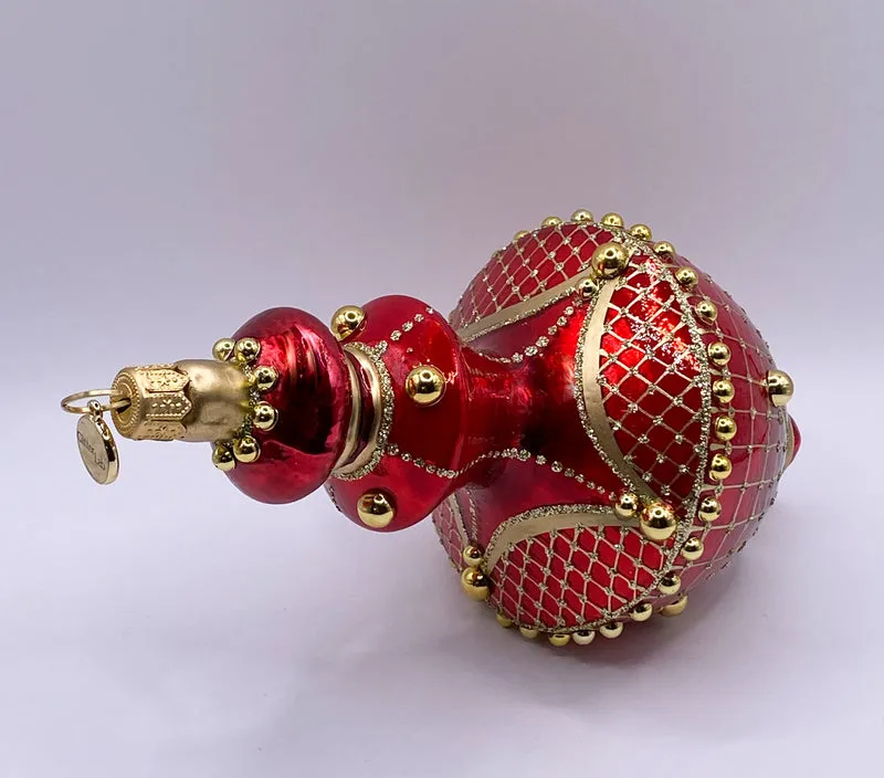 Laternenform in Rot mit goldenem Dekor, GlitterLab