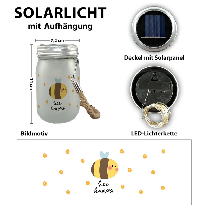 Bee happy Solarlicht mit dicker Biene