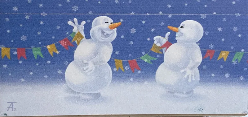 Mama-Schneemann und Papa-Schneemann bringen den Weihnachts-Baum und das Spielzeug, AtlasArt