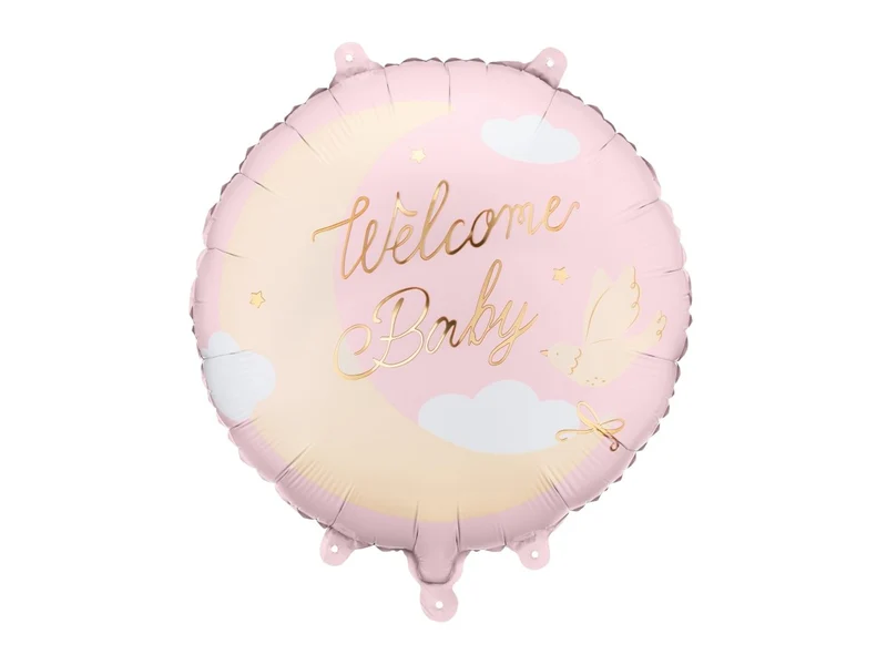 Rosa Weiß Beige Folienballon Welcome Baby Leere 35cm