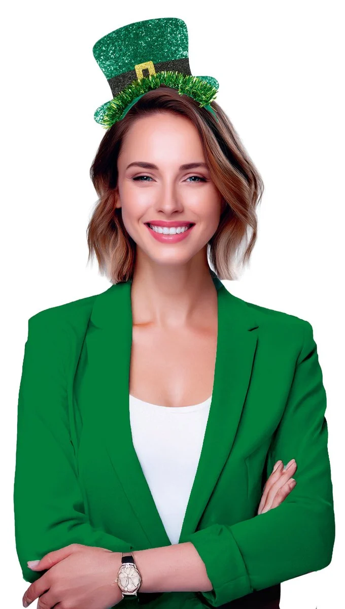 St. Patrick's Day Haarband mit Hut Glitter