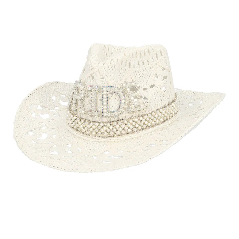 Cowboyhut Weiße Braut glitzert