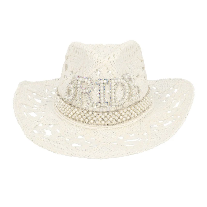 Cowboyhut Weiße Braut glitzert