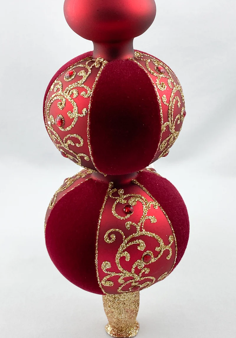 Christbaumspitze rot mit goldenem Dekor