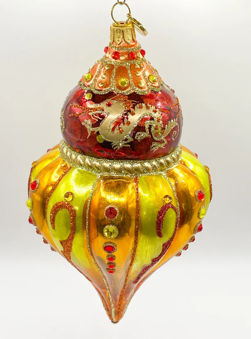 Goldener Tropfen mit Drachendekor, GlitterLab