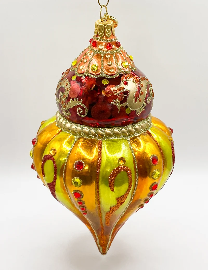 Goldener Tropfen mit Drachendekor, GlitterLab