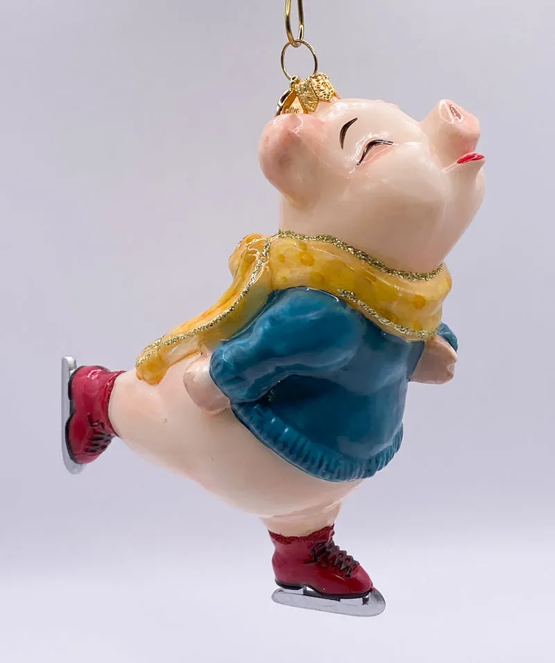 Das Schweinchen hat viel Spass beim Schlitt-Schuh-Laufen, Glitterlab