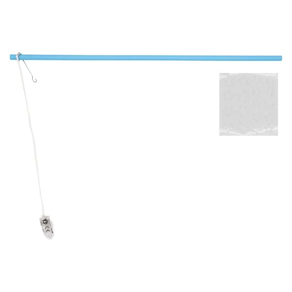 Laternenstab mit LED-Licht Blau mit Glow In The Dark Aufklebern Holz 40cm