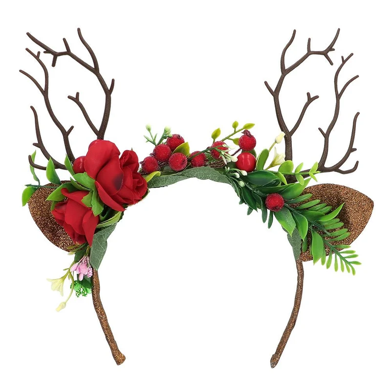 Rentier-Haarband mit Blumen