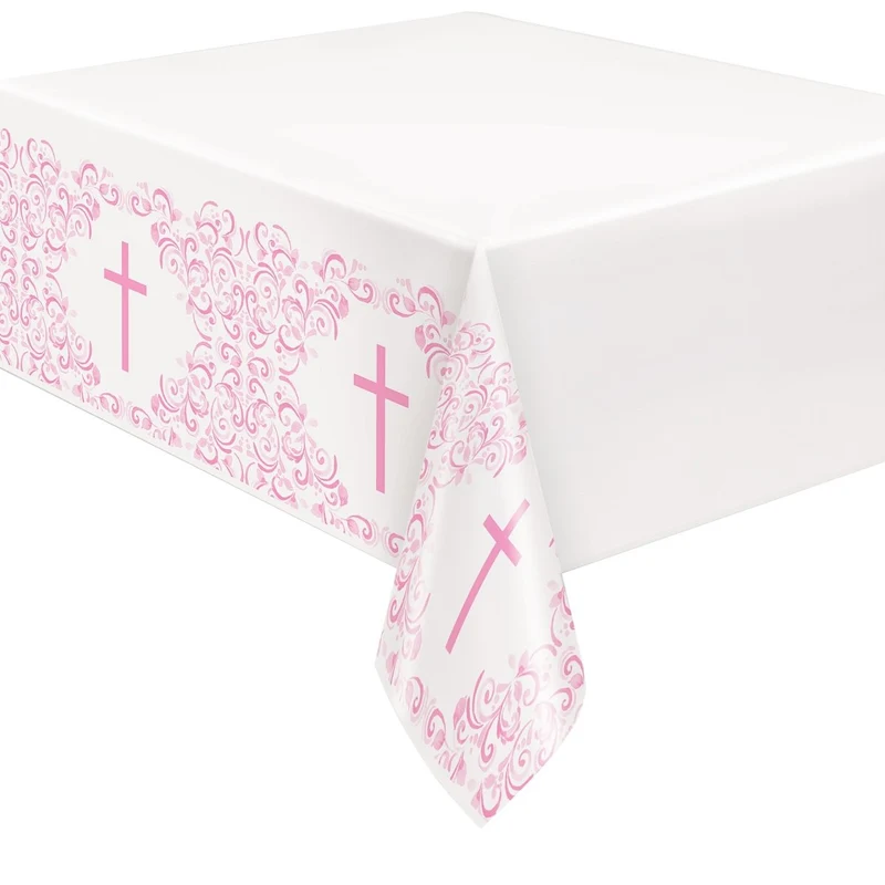 Tischtuch Kreuz Weiß Rosa 54x84cm