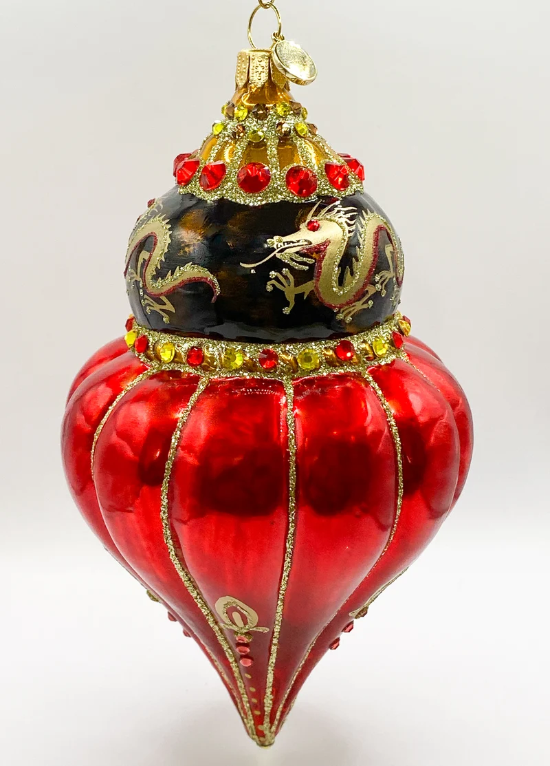 Roter Tropfen mit Drachendekor, GlitterLab