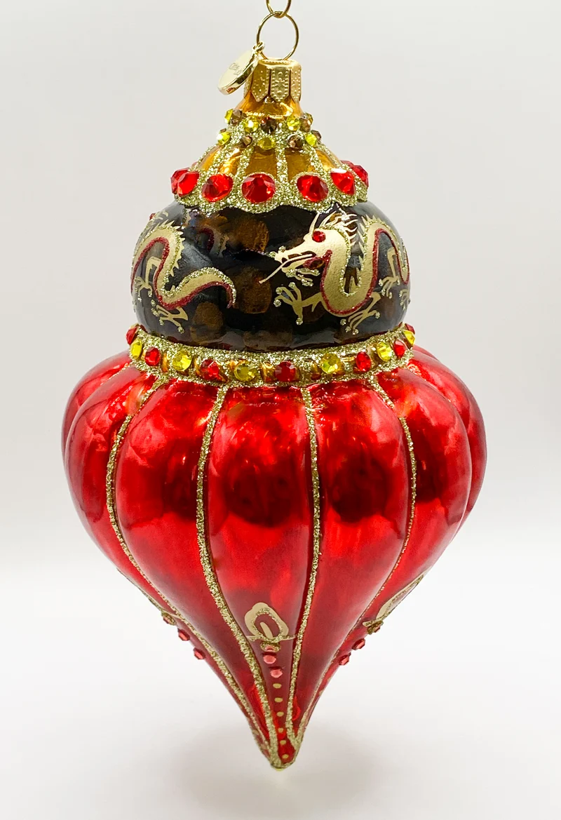 Roter Tropfen mit Drachendekor, GlitterLab