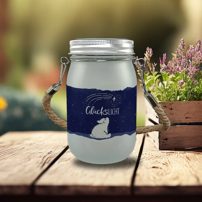 Eisbär Solarlicht mit Spruch Glückslicht