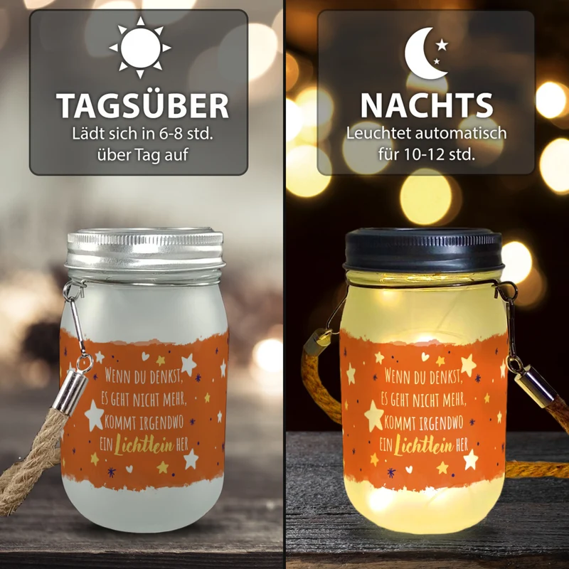 Sterne Solarlicht mit Spruch Von irgendwo ein Lichtlein her