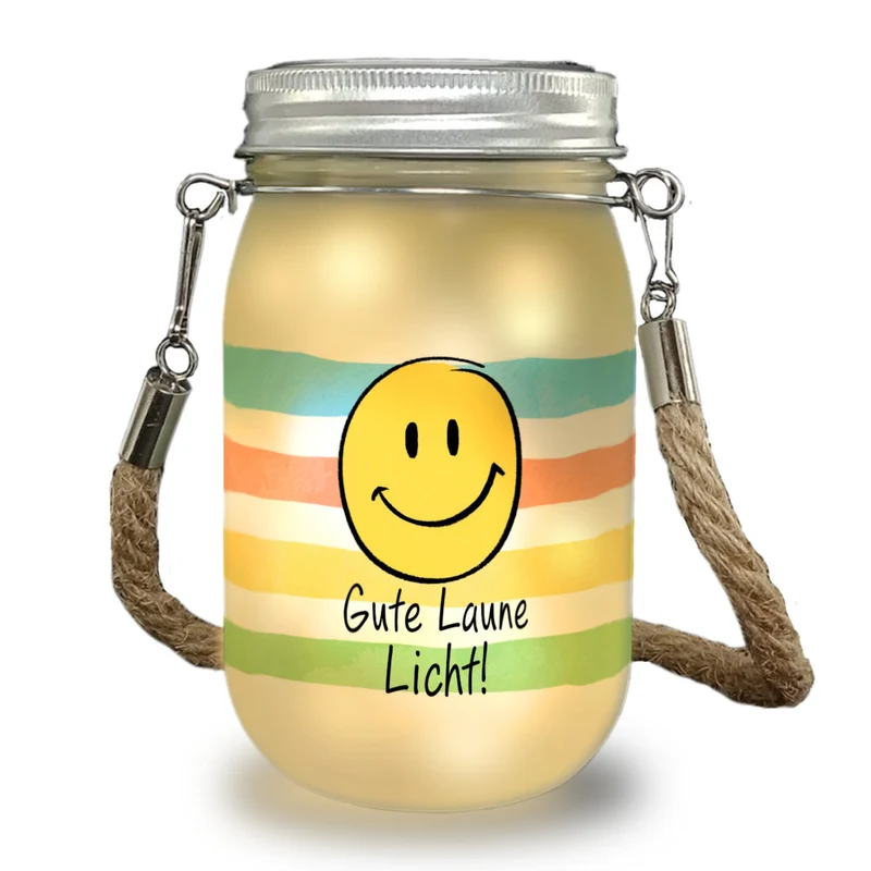 Emoticon Solarlicht mit Spruch Gute Laune Licht