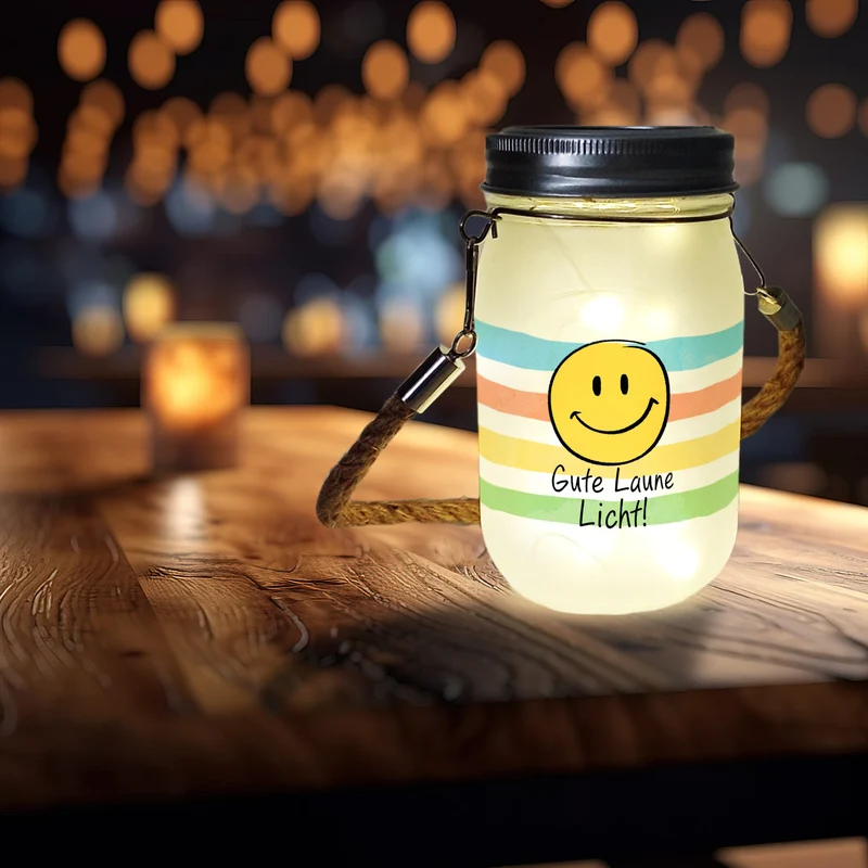 Emoticon Solarlicht mit Spruch Gute Laune Licht