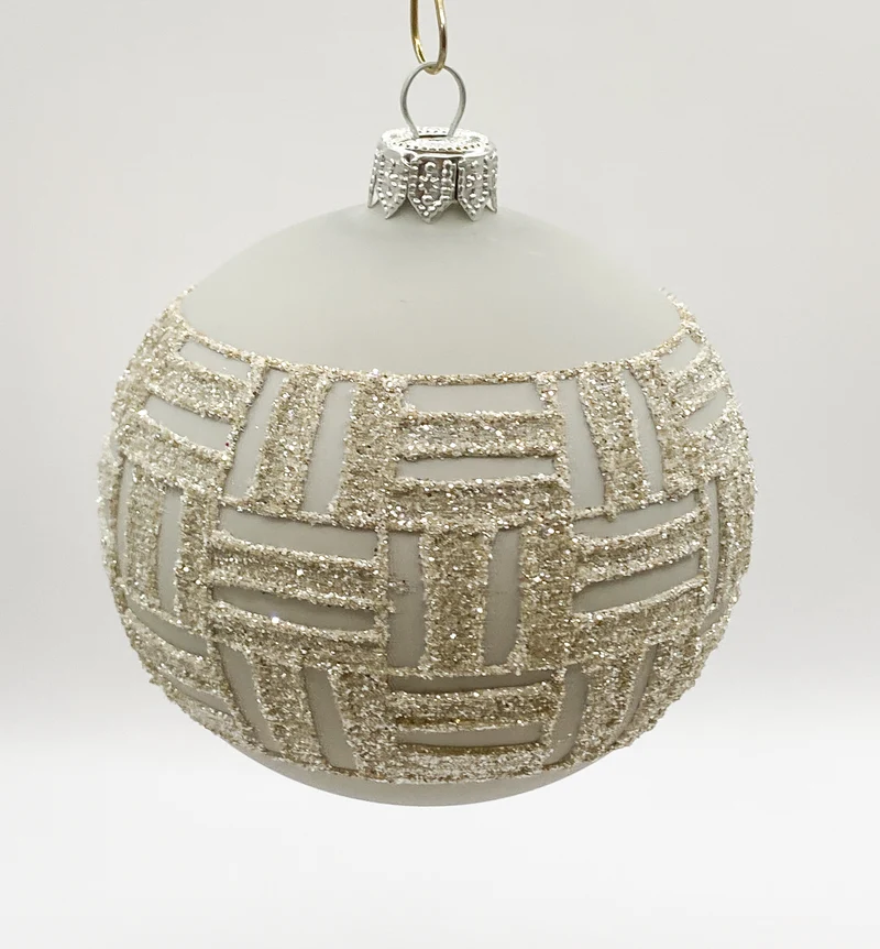 Kugel warmgrau mit geometrischem Muster