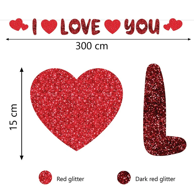 I Love You Buchstabengirlande Rot 3m