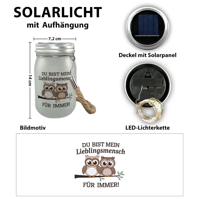 Zwei niedliche Eulen Lieblingsmensch Solarlicht