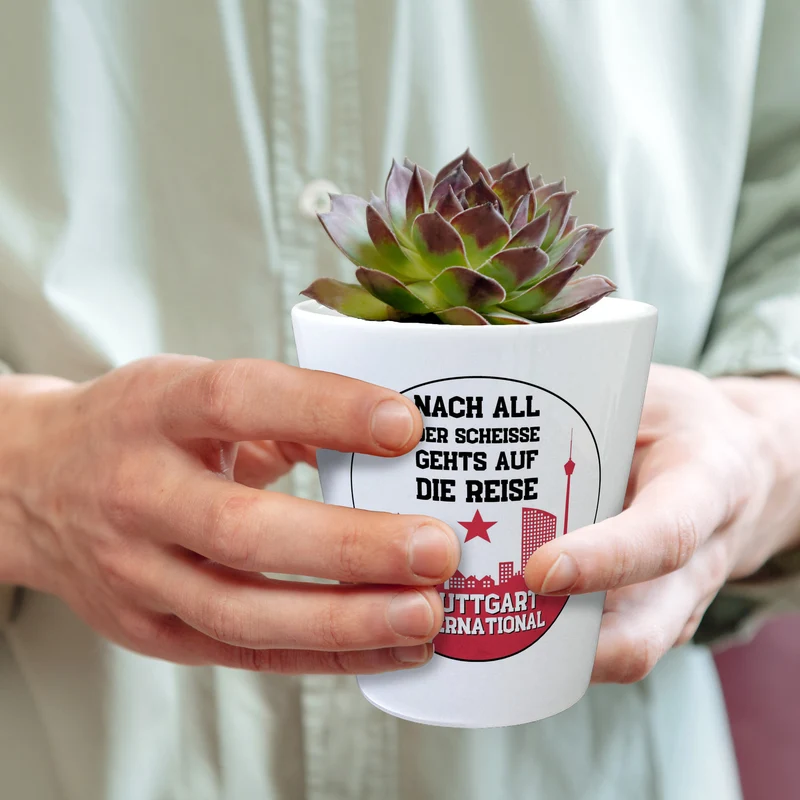 Stuttgart Europapokal Blumentopf mit Spruch Stuttgart International