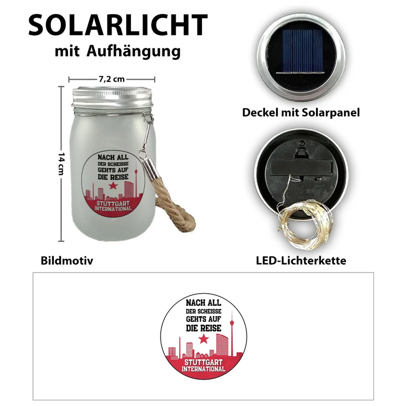 Stuttgart Europapokal Solarlicht mit Spruch Stuttgart International