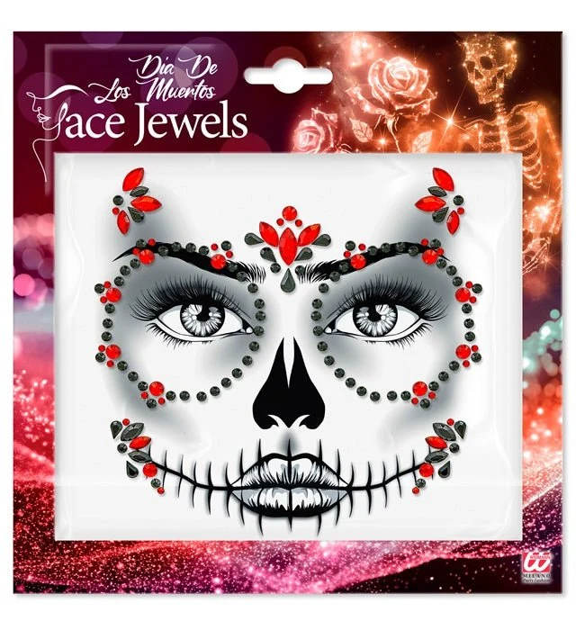 Gesichtsdekoration Day of The Dead Rot/Schwarz