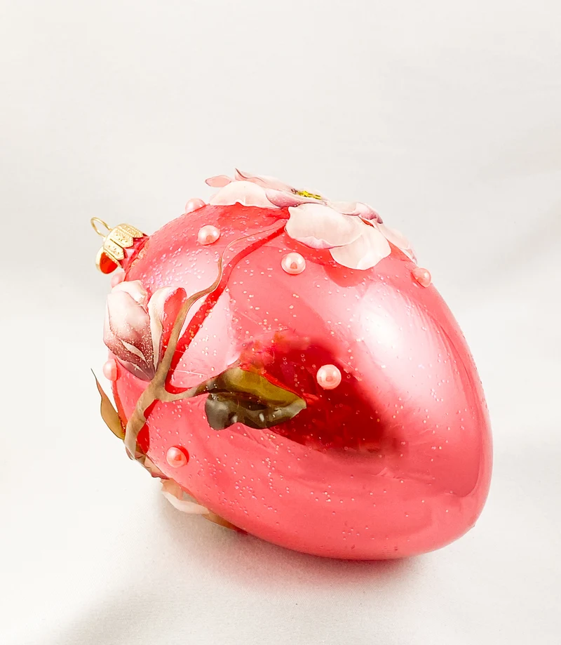 Eiform coral mit Magnolien-Blüten Applikationen in Spezialfolie, GlitterLab