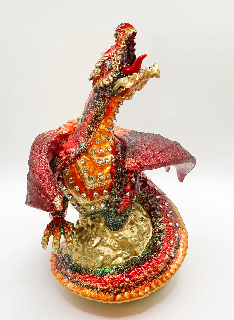 Roter Drachen auf dem Gold-Schatz, GlitterLab