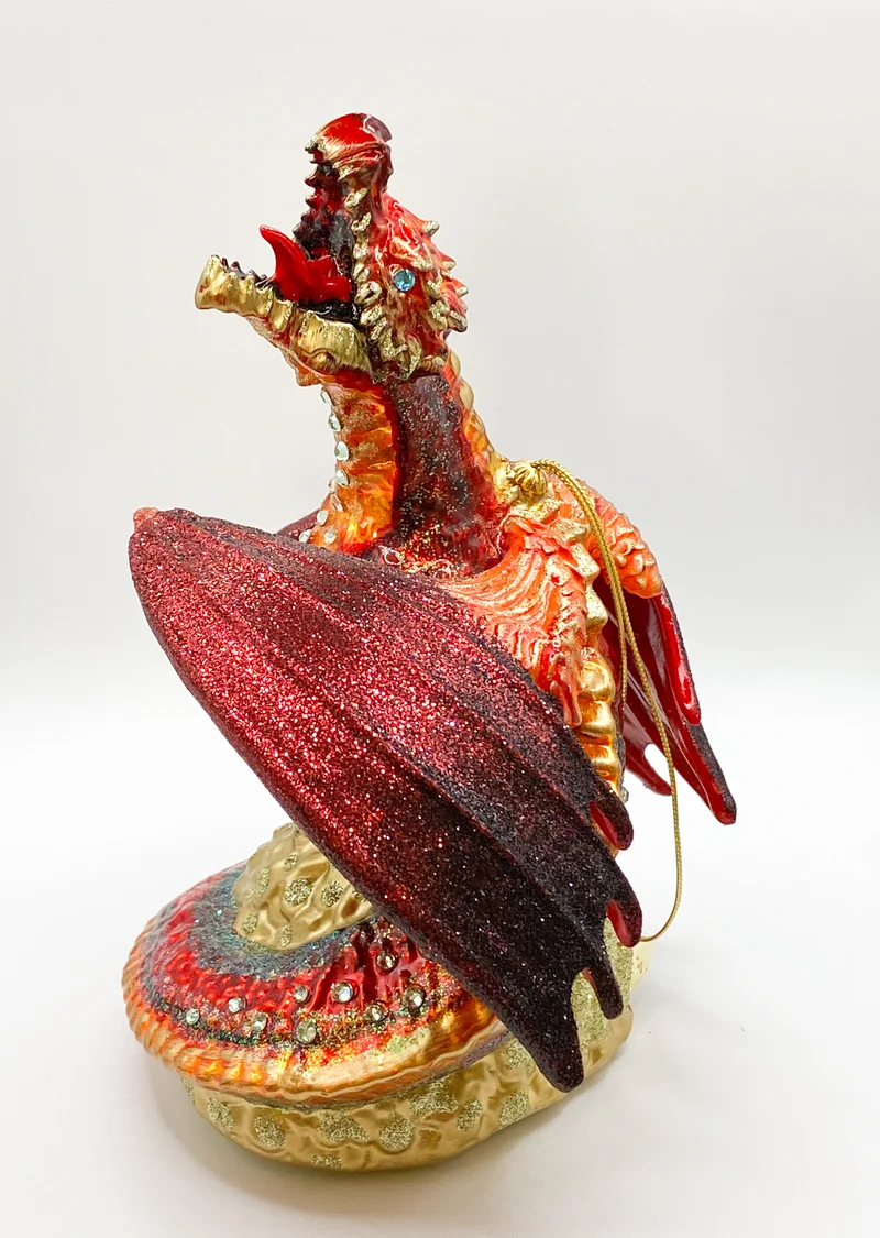 Roter Drachen auf dem Gold-Schatz, GlitterLab