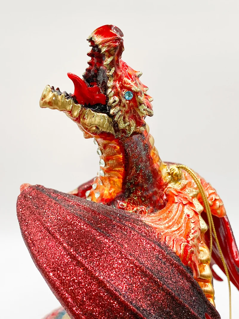 Roter Drachen auf dem Gold-Schatz, GlitterLab