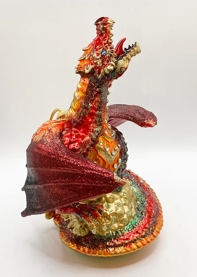 Roter Drachen auf dem Gold-Schatz, GlitterLab