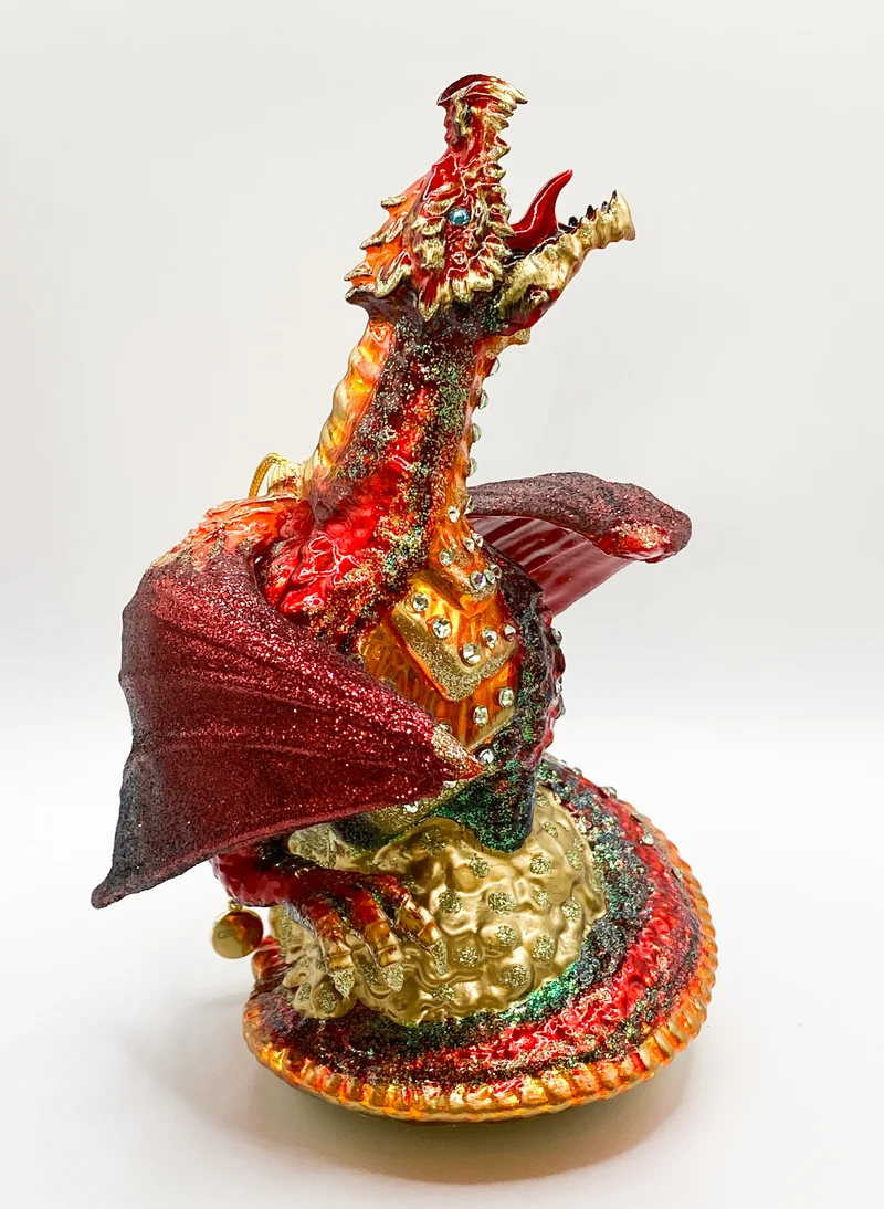 Roter Drachen auf dem Gold-Schatz, GlitterLab