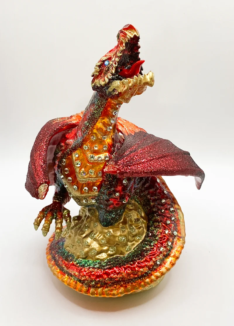 Roter Drachen auf dem Gold-Schatz, GlitterLab