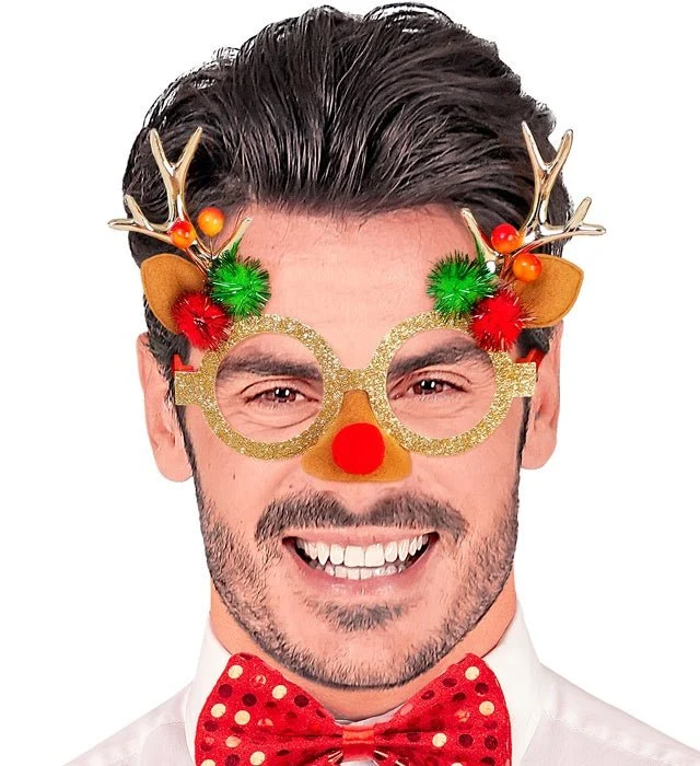 Rentier Brille Buntes Glitzer