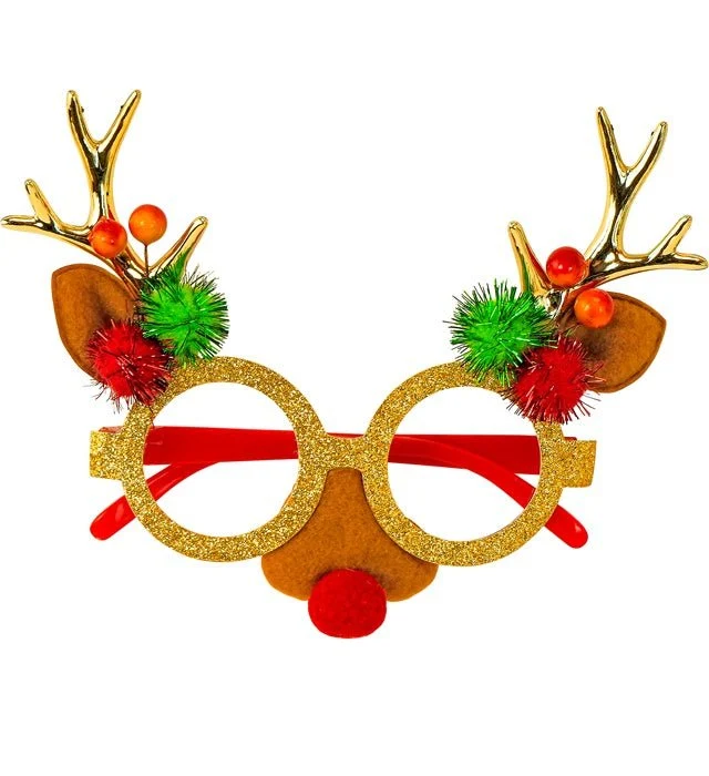 Rentier Brille Buntes Glitzer