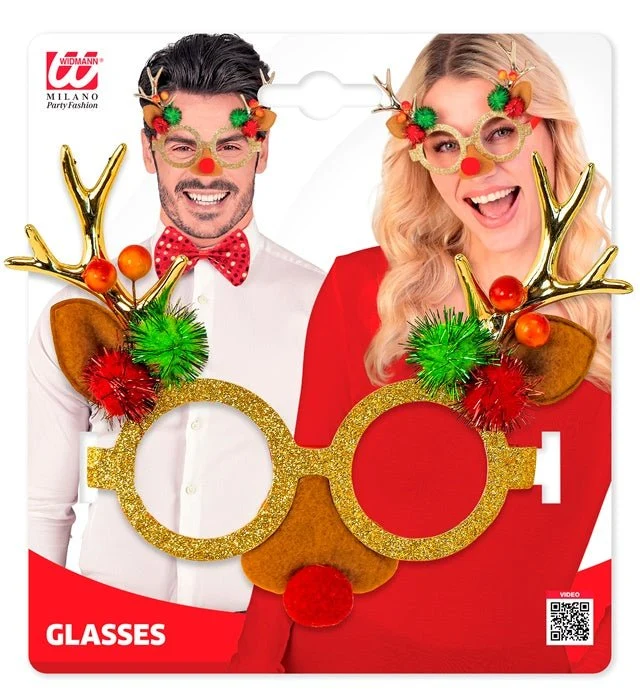 Rentier Brille Buntes Glitzer