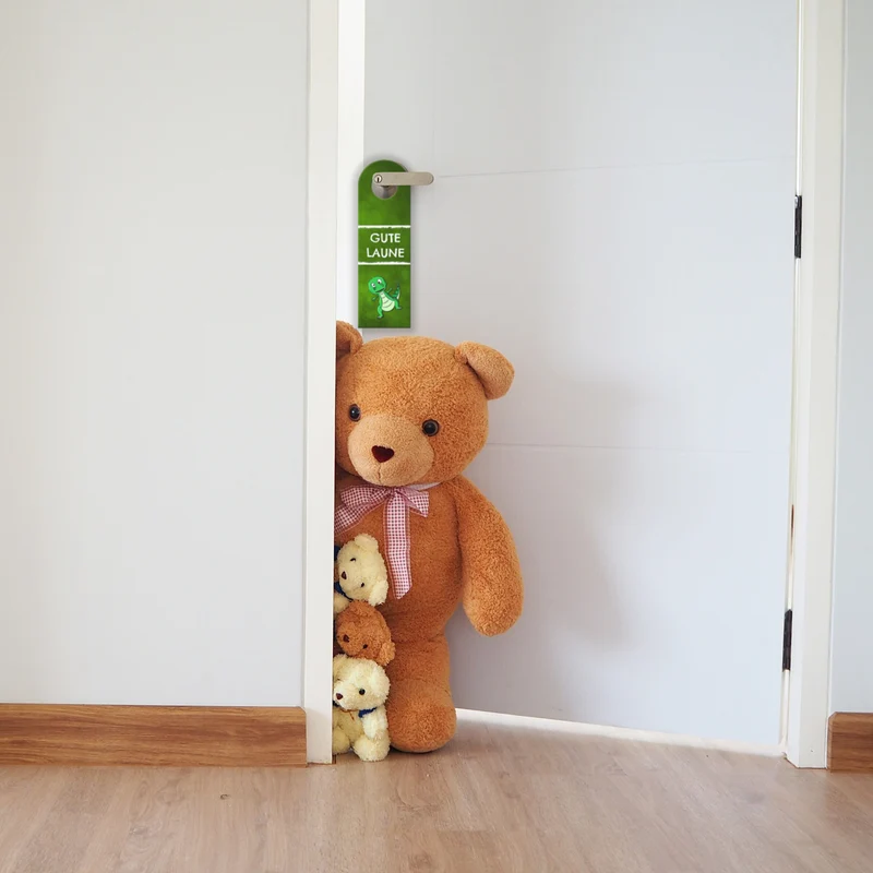 Vorsicht schlechte Laune oder gute Laune Türhänger mit T-Rex Dino und grün