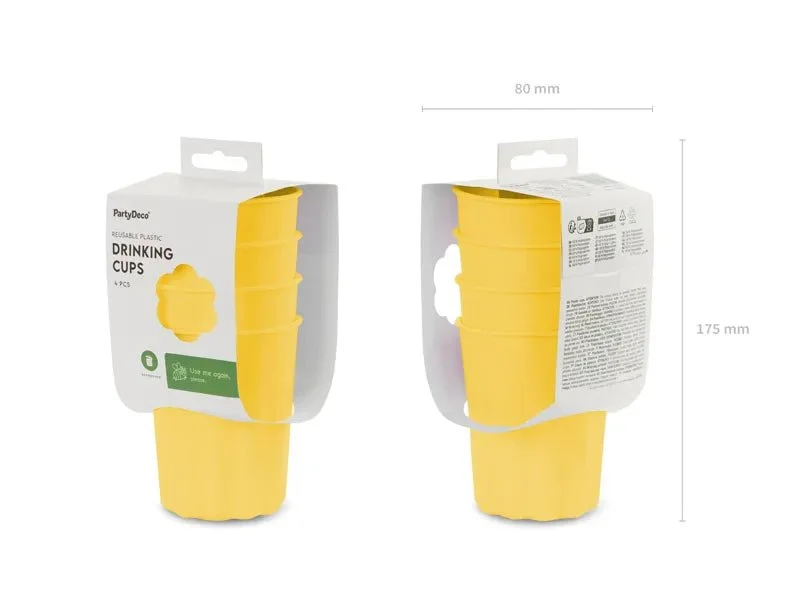 Gelber Becher Wiederverwendbar 220ml 4 Stk