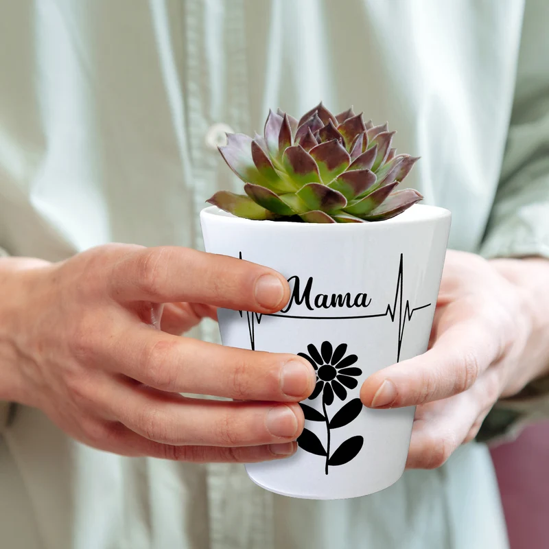 Mama Herzschlag mit Blume Blumentopf für Mütter