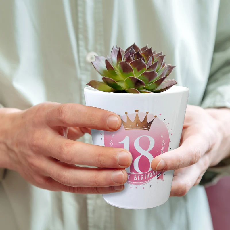 Happy Birthday 18 Krone Blumentopf