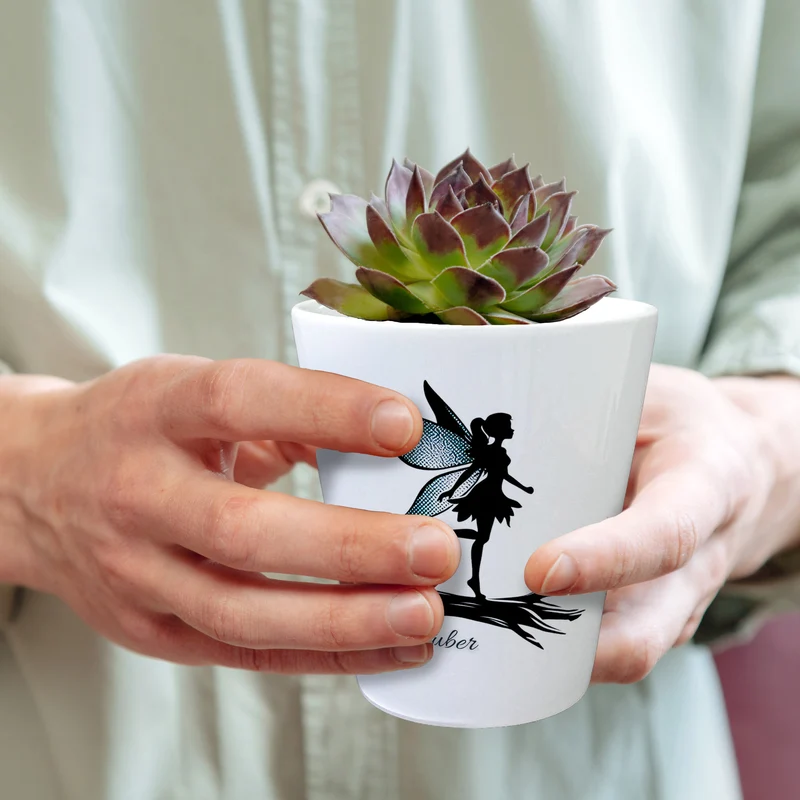 Tanzende Fee Blumentopf mit Spruch Feenzauber