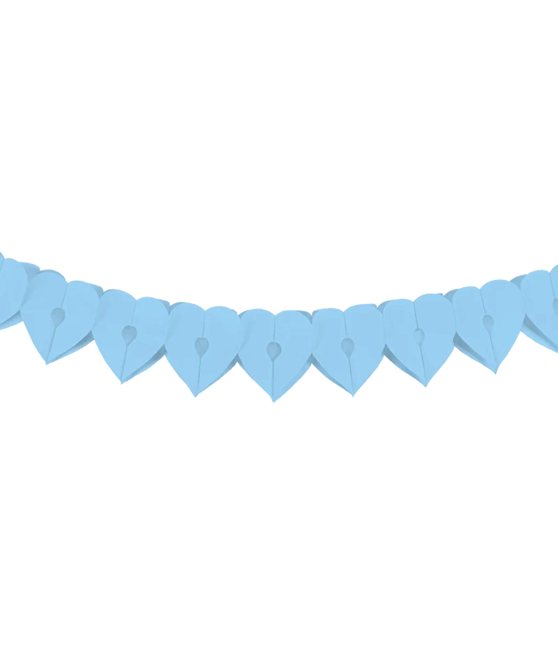 Herz Girlande Hellblau Papier 6m