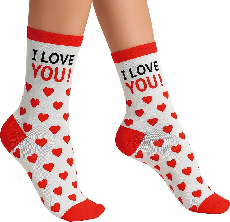 Ich liebe dich Socken Rot Weiß