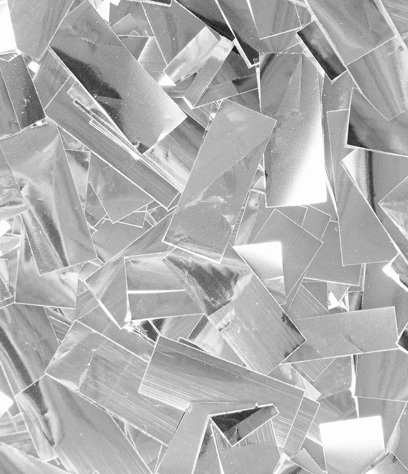 Silberne Konfettikanone Folienchips 60cm