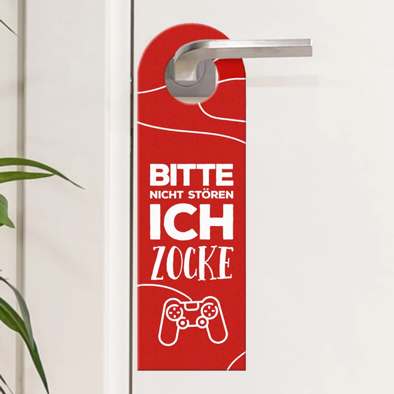 Nicht stören, ich zocke oder Komm rein Türhänger -grün mit Zocker Motiv