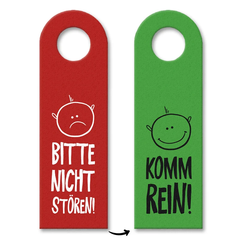 Nicht stören oder Komm rein Türhänger mit Gesichtern -Grün