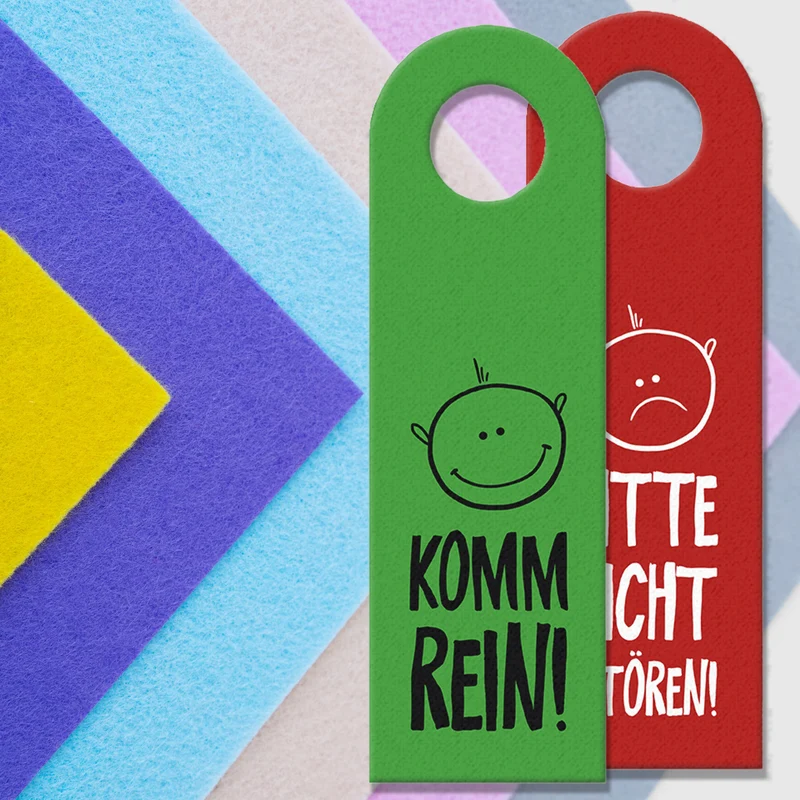 Nicht stören oder Komm rein Türhänger mit Gesichtern -Grün