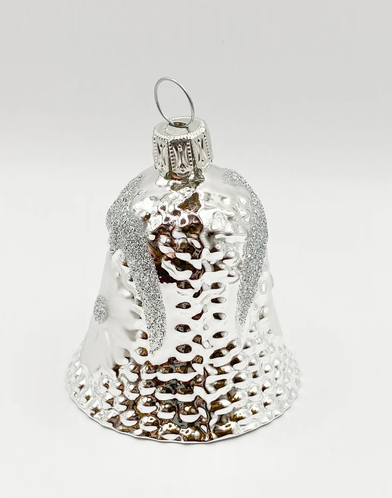 Weihnachts-Glöckchen silber mit Blume