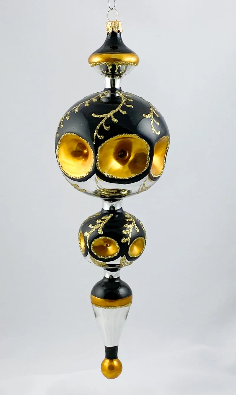 Grosse Fantasie-Form in Silber/Schwarz mit goldenen Reflexen
