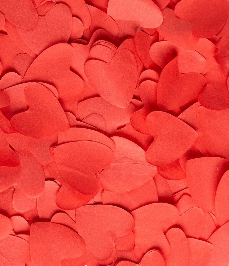 Herzen Konfettikanone Rotes Papier 40cm